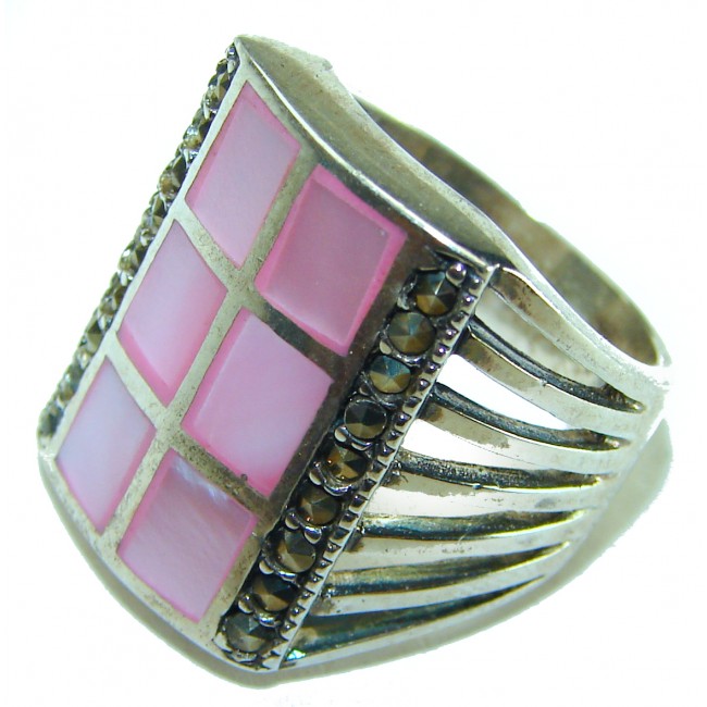 Pink Blister Pearl .925 Sterling Silver brilliantly handcrafted ring s. 6 - photo 1