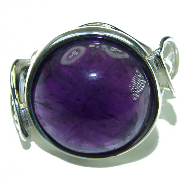 Floral design 12.8 carat AUTHENTIC Amethyst .925 Sterling Silver Handcrafted Ring size 6 1/4