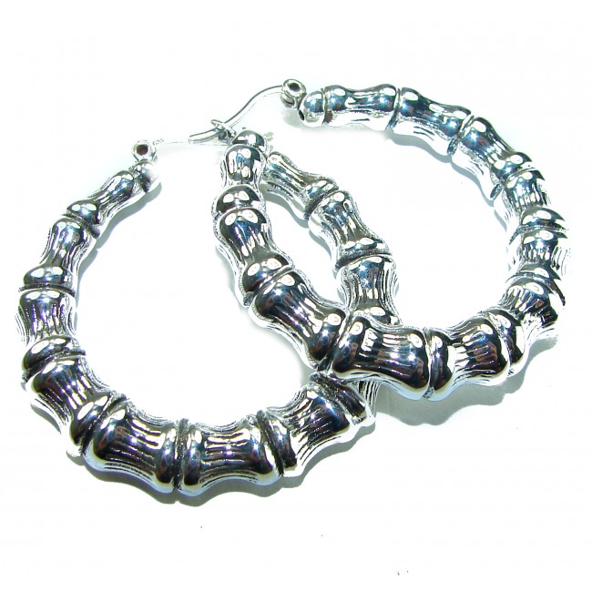 Huge - Bamboo Tree design .925 Sterling Silver handmade Bali made Earrings
