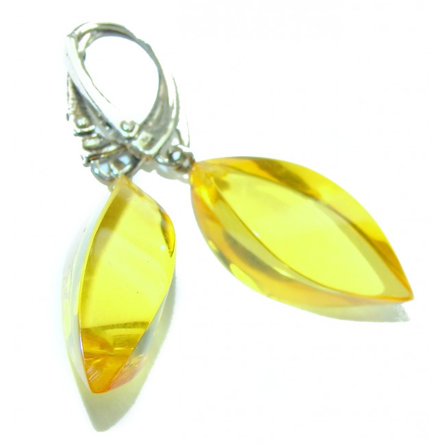 Faceted authentic 22.2 carat Golden Baltic Amber .925 Sterling Silver Earrings