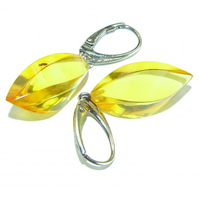 Faceted authentic 22.2 carat Golden Baltic Amber .925 Sterling Silver Earrings