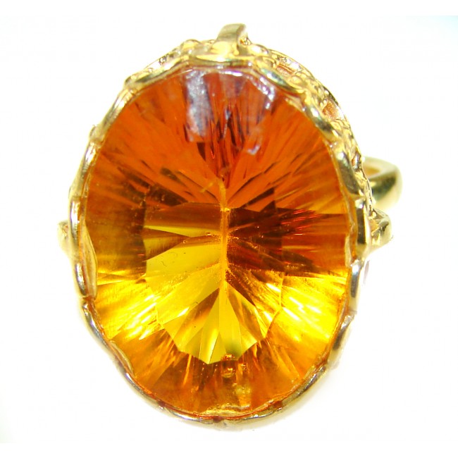 Oversized Golden Rays of Sunlight 24.5 carat Yellow Topaz .925 Sterling Silver Large Ring size 7 1/4 - photo 4