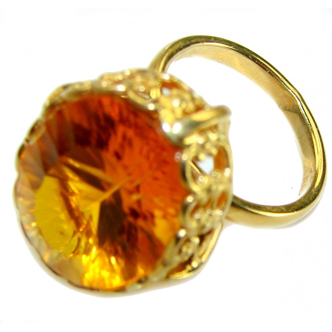 Oversized Golden Rays of Sunlight 24.5 carat Yellow Topaz .925 Sterling Silver Large Ring size 7 1/4 - photo 2