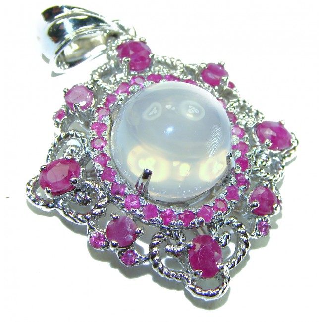 Pink Majesty Authentic 14.5 carat Brazilian Rose Quartz Ruby .925 Sterling Silver incredible Ring - photo 3
