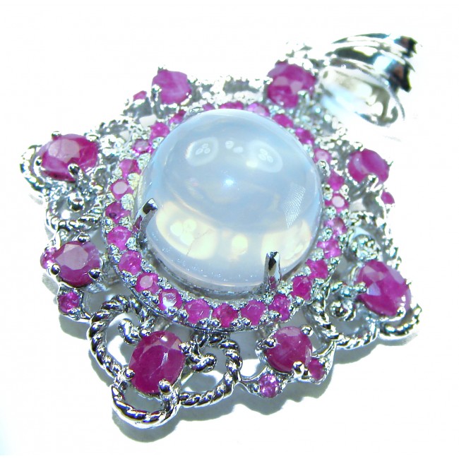 Pink Majesty Authentic 14.5 carat Brazilian Rose Quartz Ruby .925 Sterling Silver incredible Ring - photo 2