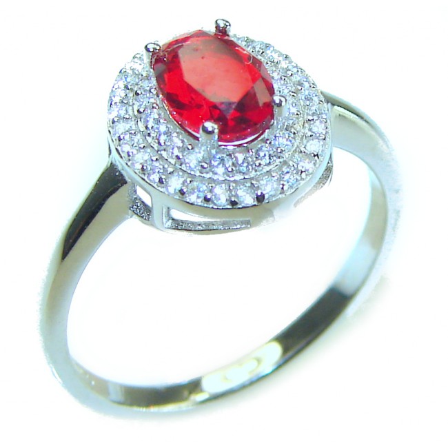 Gabriella oval cut 1.8 carat Ruby .925 Sterling Silver handcrafted Cocktail Ring s. 7 1/2