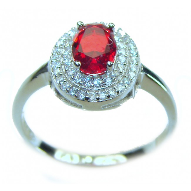 Gabriella oval cut 1.8 carat Ruby .925 Sterling Silver handcrafted Cocktail Ring s. 7 1/2