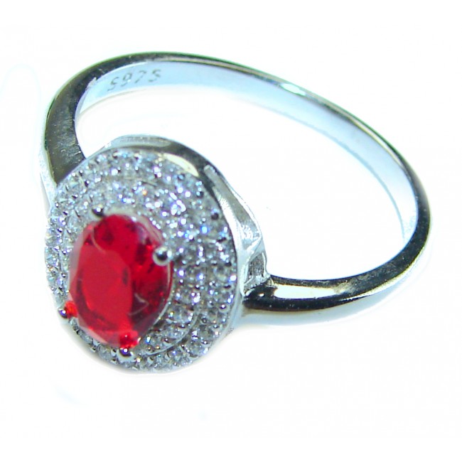 Gabriella oval cut 1.8 carat Ruby .925 Sterling Silver handcrafted Cocktail Ring s. 7 1/2