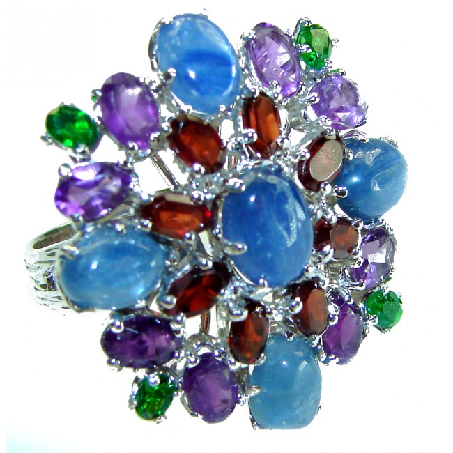 Blue Wonderland 18.5 carat Authentic Kyanite .925 Sterling Silver handcrafted Ring size 8