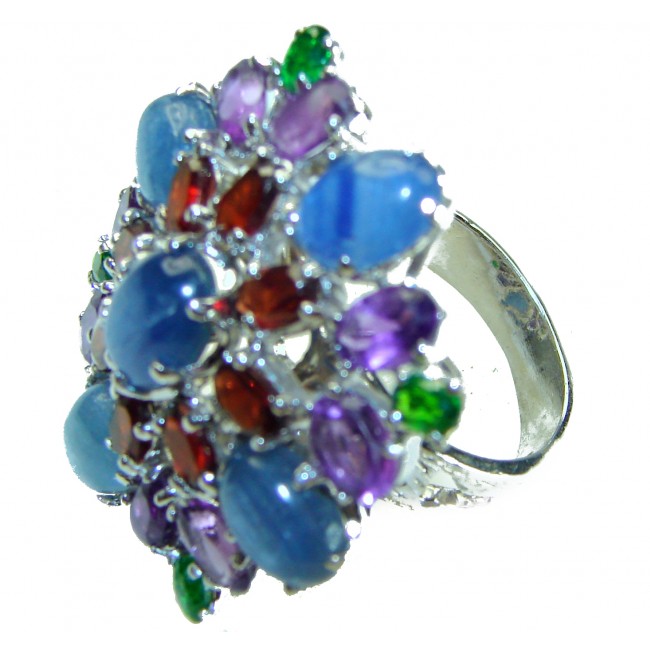 Blue Wonderland 18.5 carat Authentic Kyanite .925 Sterling Silver handcrafted Ring size 8