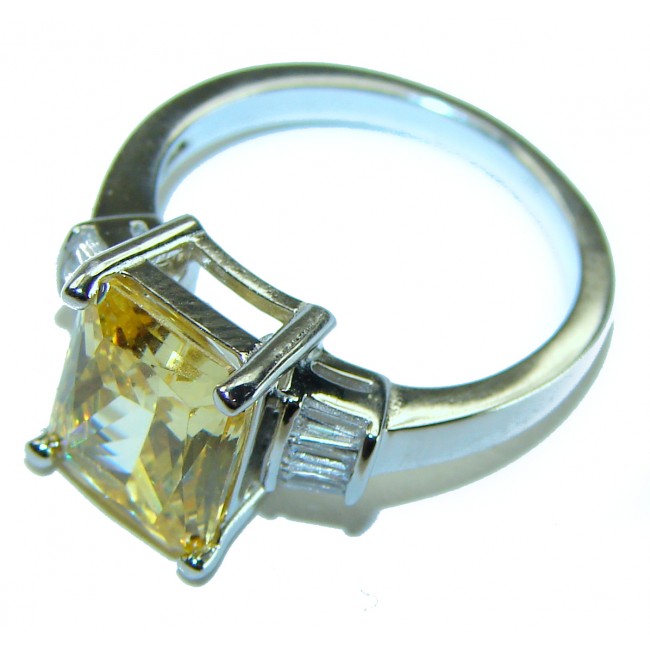 4.5 carat Priness cut Yellow Sapphire .925 Sterling Silver handcrafted ring; s. 7 - photo 2