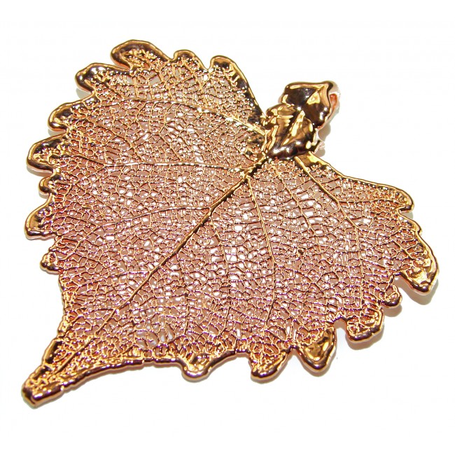 Stylish REAL Leaf dipped in .925 Sterling Silver and Copper Pendant