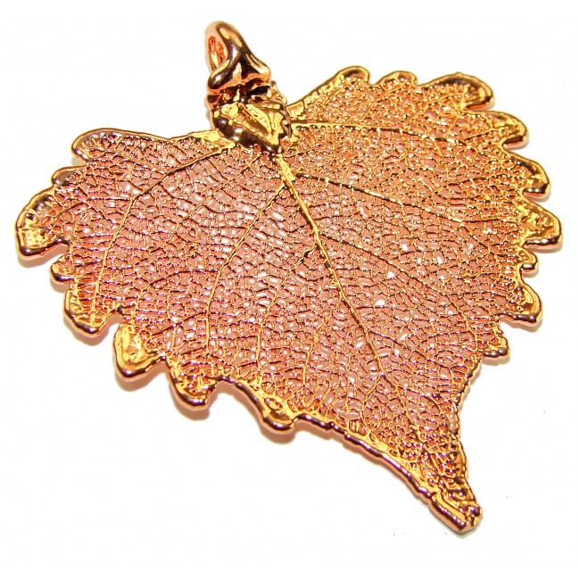 Stylish REAL Leaf dipped in .925 Sterling Silver and Copper Pendant