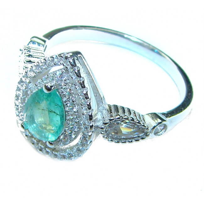 Pure Perfection 4.5 carat mint Apatite .925 Silver handcrafted Ring s. 8