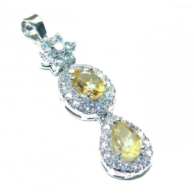 Vintage Design Genuine 10.5 carat Citrine .925 Sterling Silver handmade Pendant