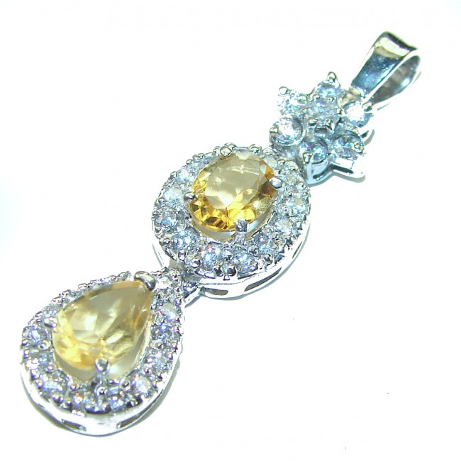 Vintage Design Genuine 10.5 carat Citrine .925 Sterling Silver handmade Pendant