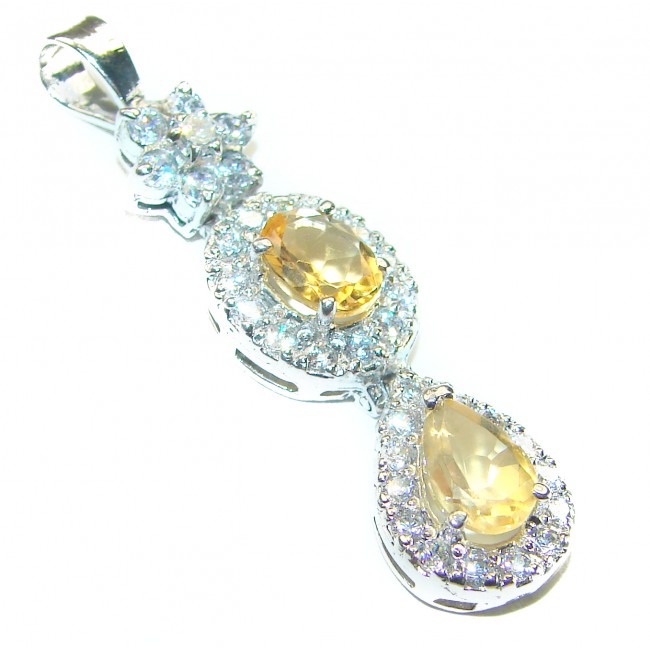 Vintage Design Genuine 10.5 carat Citrine .925 Sterling Silver handmade Pendant