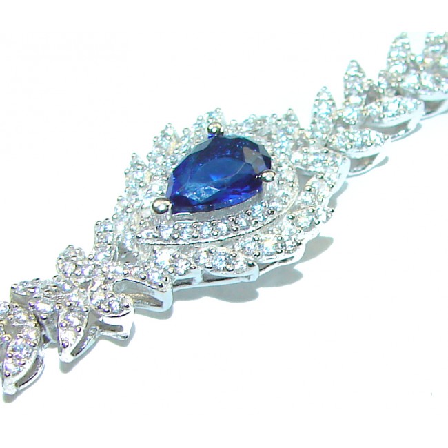 Luxurious 5.5 carat Sapphire White Topaz .925 Sterling Silver handcrafted Bracelet - photo 1