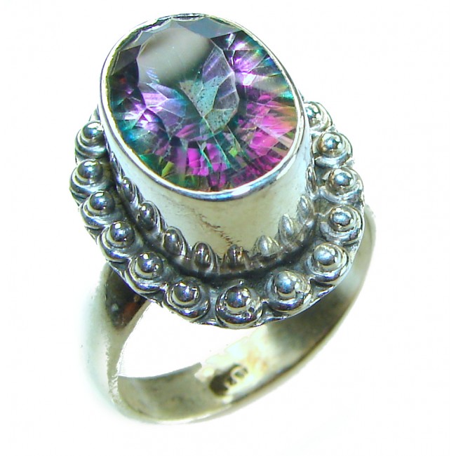 8.5 carat Mystic Topaz .925 Sterling Silver handcrafted Large ring size 8 - photo 3
