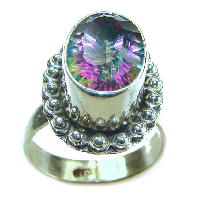 8.5 carat Mystic Topaz .925 Sterling Silver handcrafted Large ring size 8 - photo 2