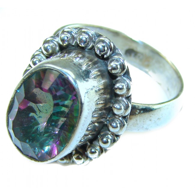 8.5 carat Mystic Topaz .925 Sterling Silver handcrafted Large ring size 8 - photo 1