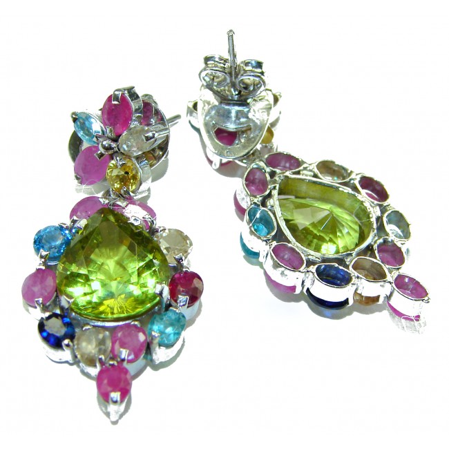 Marigolds authentic 19.5 carat Peridot .925 Sterling Silver handcrafted Statement earrings - photo 2