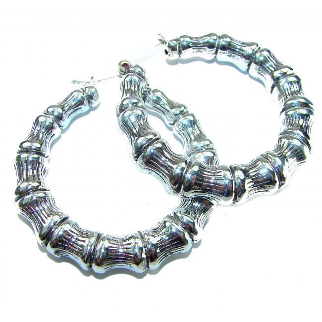 Huge - Bamboo Tree design .925 Sterling Silver handmade Bali made Earrings