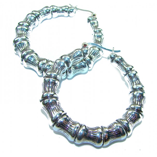 Huge - Bamboo Tree design .925 Sterling Silver handmade Bali made Earrings