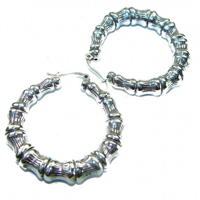 Huge - Bamboo Tree design .925 Sterling Silver handmade Bali made Earrings