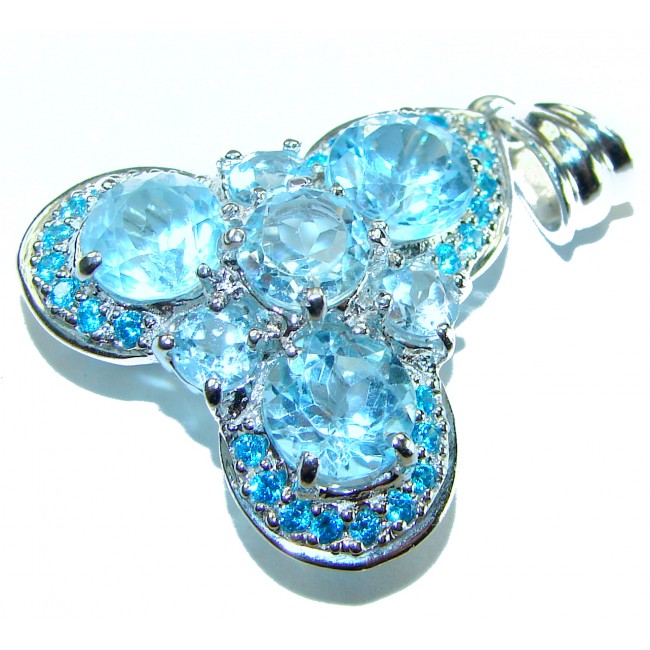 Angel - 11.4 carat Swiss Blue Topaz .925 Sterling Silver handcrafted pendant - photo 2