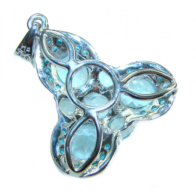 Angel - 11.4 carat Swiss Blue Topaz .925 Sterling Silver handcrafted pendant - photo 1