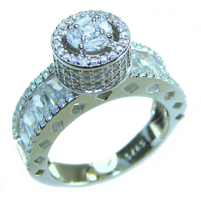4.8 carat White Topaz .925 Sterling Silver brilliantly handcrafted ring s. 6 3/4