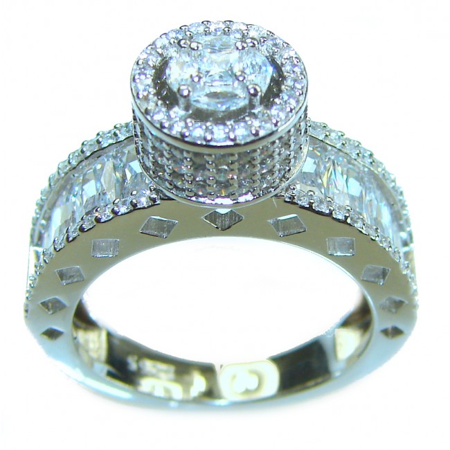 4.8 carat White Topaz .925 Sterling Silver brilliantly handcrafted ring s. 6 3/4
