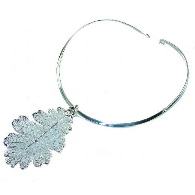 Real Leaf dipped in real .925 Sterling Silver handmade handcrafted Necklace - photo 4
