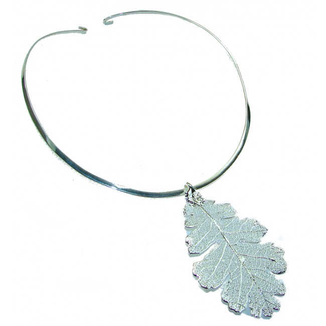 Real Leaf dipped in real .925 Sterling Silver handmade handcrafted Necklace - photo 3
