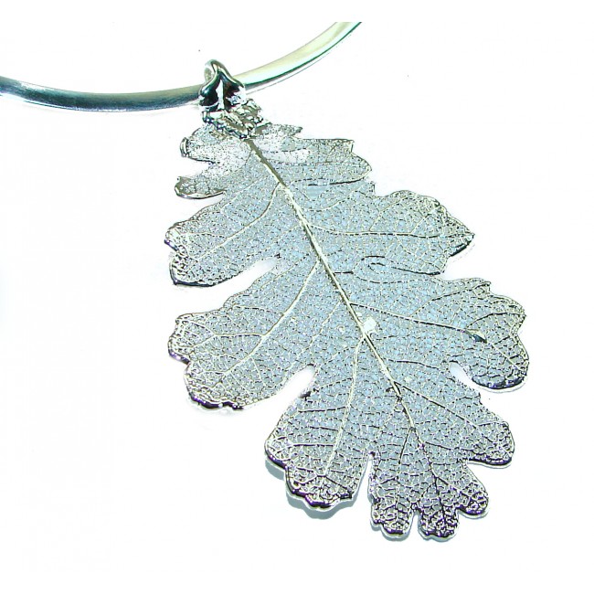 Real Leaf dipped in real .925 Sterling Silver handmade handcrafted Necklace - photo 2