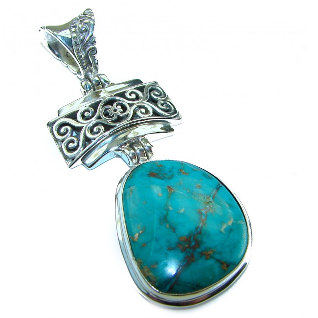 One of a kind Precious Turquoise from Arizona .925 Sterling Silver handmade pendant