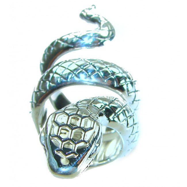 Large Boa Snake .925 Sterling Silver handcrafted Statement SPINAL Ring size 6