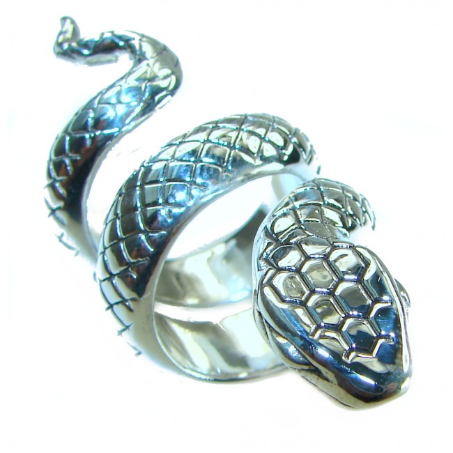 Large Boa Snake .925 Sterling Silver handcrafted Statement SPINAL Ring size 6