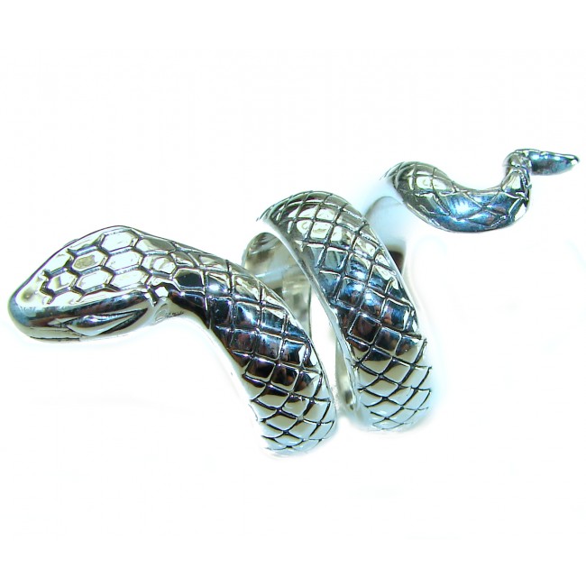 Large Boa Snake .925 Sterling Silver handcrafted Statement SPINAL Ring size 6