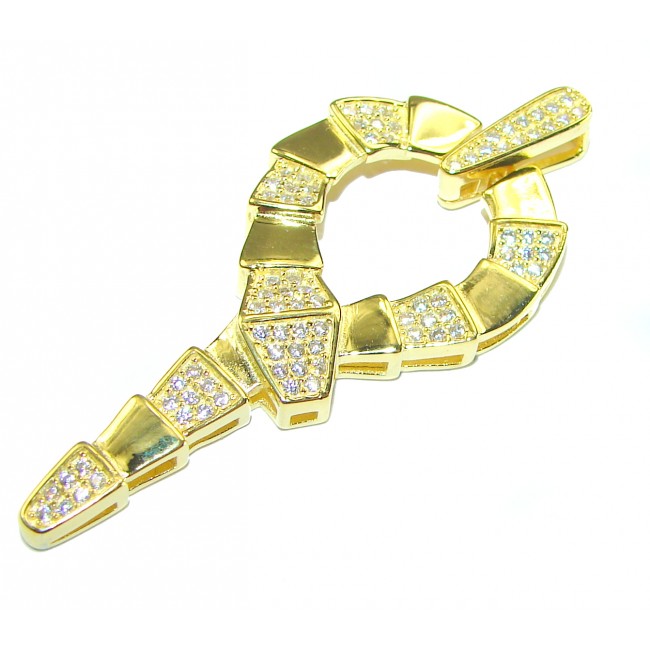 Cleopatra - The Egyptian Cobra White Sapphire 18K Gold over .925 Sterling Silver Pendant