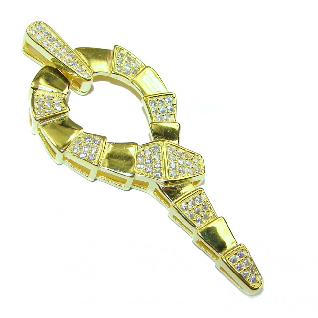 Cleopatra - The Egyptian Cobra White Sapphire 18K Gold over .925 Sterling Silver Pendant
