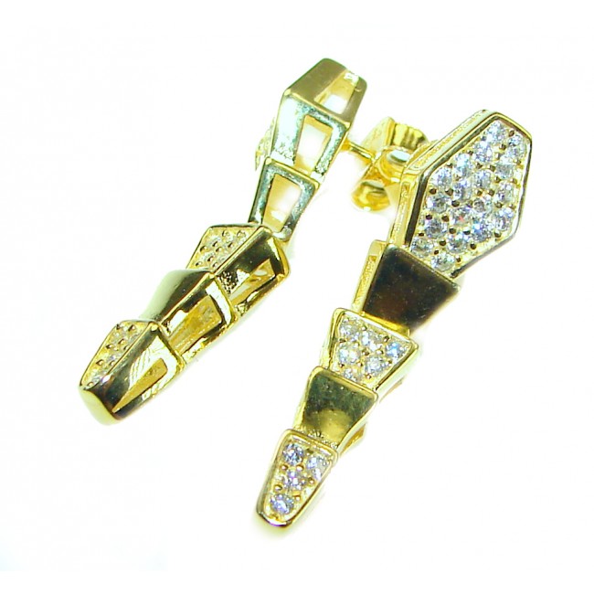 Cleopatra - The Egyptian Cobra White Sapphire 18K Gold over .925 Sterling Silver handcrafted Earrings