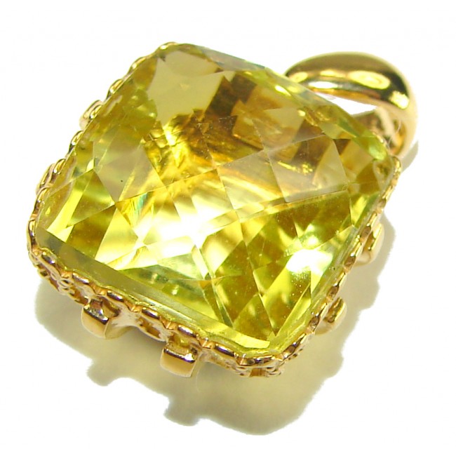 8.3 carat Lemon Quartz 14K Gold over .925 Sterling Silver handcrafted pendant