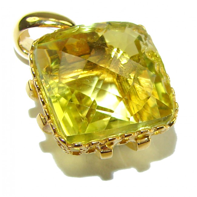 8.3 carat Lemon Quartz 14K Gold over .925 Sterling Silver handcrafted pendant