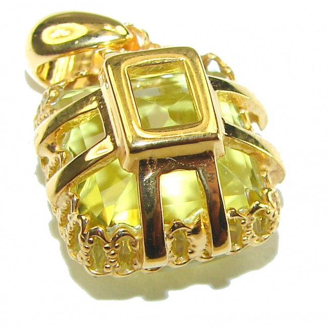 8.3 carat Lemon Quartz 14K Gold over .925 Sterling Silver handcrafted pendant