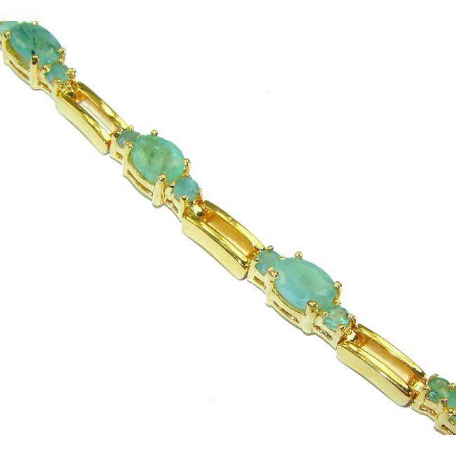 Timless Treasure 17.5 carat Colombian Emerald 14K Gold over .925 Sterling Silver handcrafted Bracelet - photo 1