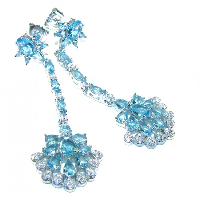 Vintage style 12.5 carat Swiss Blue Topaz .925 Sterling Silver handcrafted necklace - photo 4