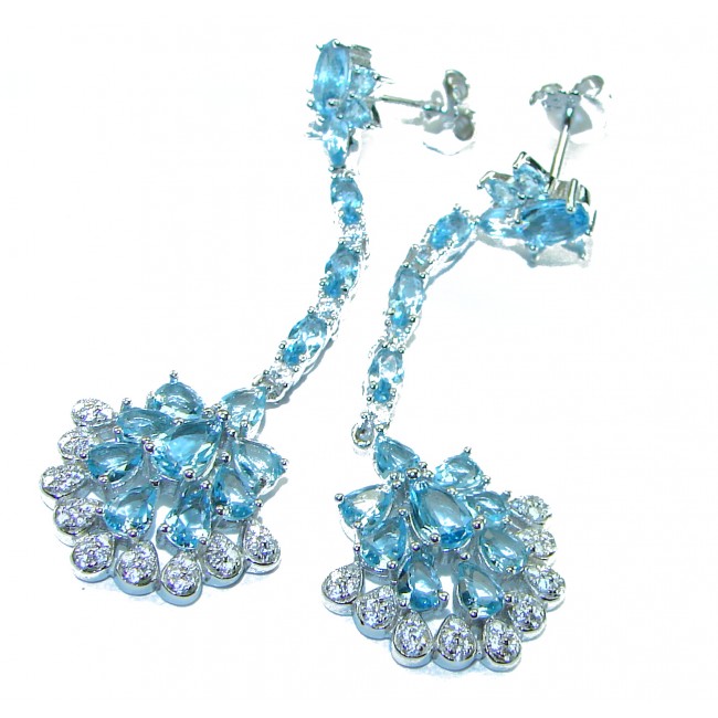 Vintage style 12.5 carat Swiss Blue Topaz .925 Sterling Silver handcrafted necklace - photo 3