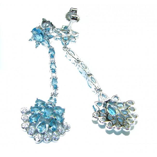 Vintage style 12.5 carat Swiss Blue Topaz .925 Sterling Silver handcrafted necklace - photo 2
